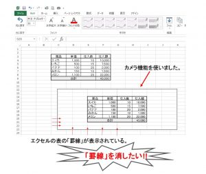 Excel エクセル カメラ機能でセルの枠 線を表示しない方法 おじさん達のブログ