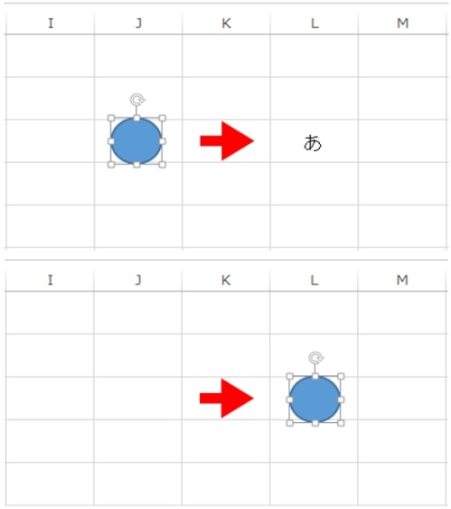 エクエルで丸を囲む方！ステップ3「丸を文字の上に移動」